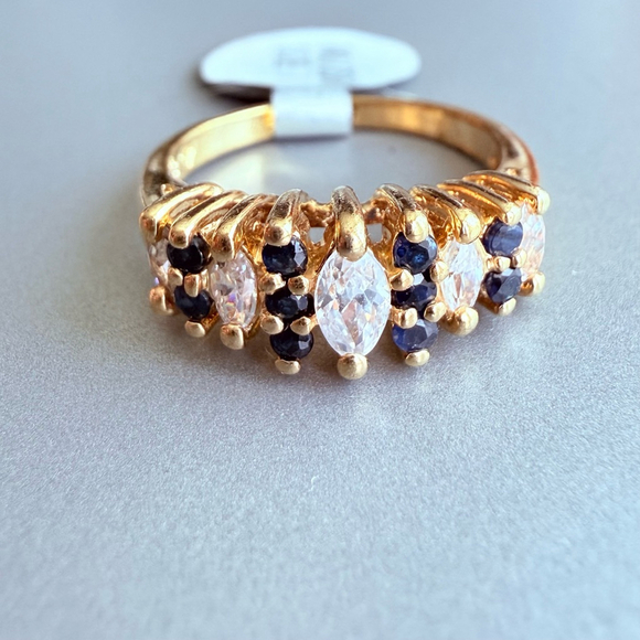 Harlequin Spinel & Cubic Zirconia 925 Sterling Silver 18K Vermeil Cocktail Ring